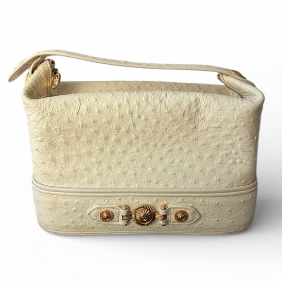 Versace Handbags - Gianni Versace Ostrich Top-Handle Vanity Bag - Vintage